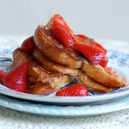 Custard French Toast with Macerated Strawberries