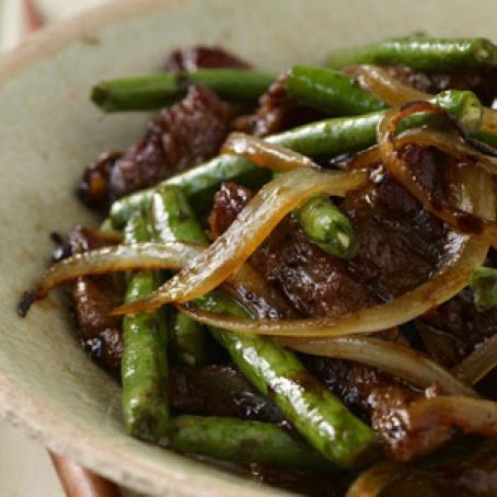 Chinese black pepper beef and green beans