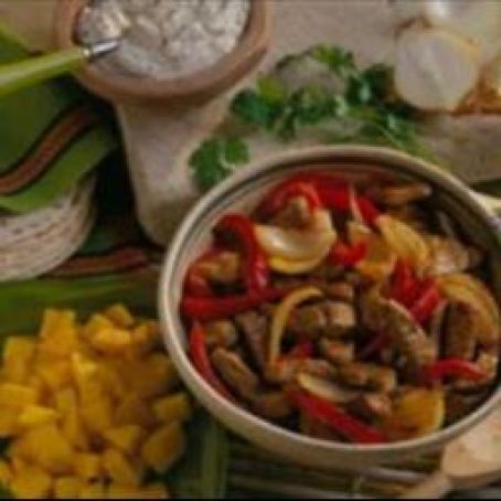 Mango Pork Fajitas with Chipotle Sour Cream