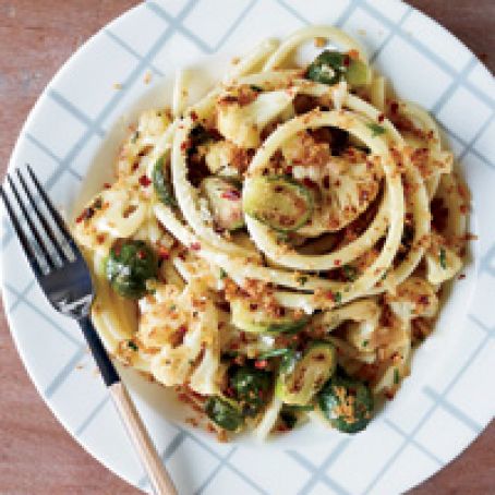 Bucatini with Cauliflower and Brussels Sprouts