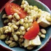 Pesto Barley with Mozzarella and Cherry Tomatoes