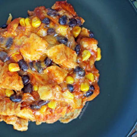 Layered Chicken Enchilada Bake