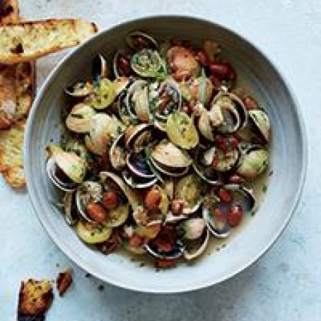 Cockles with Beans and Cherry Tomatoes in Garlic Broth
