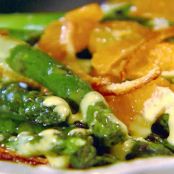 Asparagus salad with tangerines, avocado, hazelnuts & feta