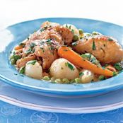 Braised Chicken with Baby Vegetables and Peas