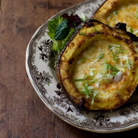 SQUASH - Roasted Corn Pudding in Acorn Squash