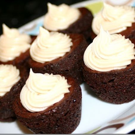 Rolo Brownie Bites with Caramel Cream Cheese Frosting