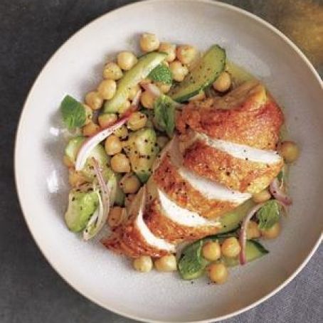 Coriander Roasted Chicken With Chickpea and Avocado Salad