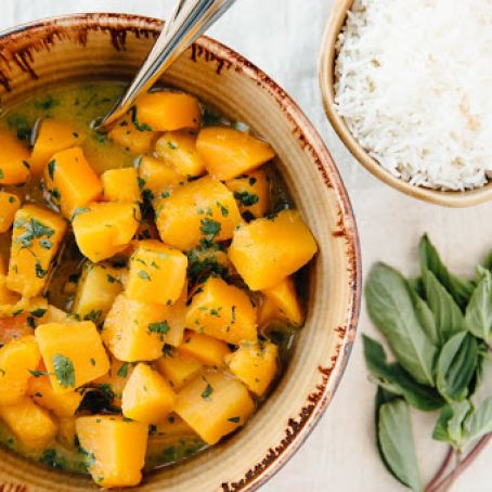 Butternut Squash in Fresh Green Curry