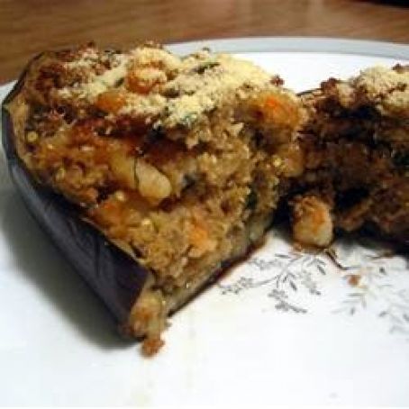 Stuffed Eggplant with Shrimp and Basil