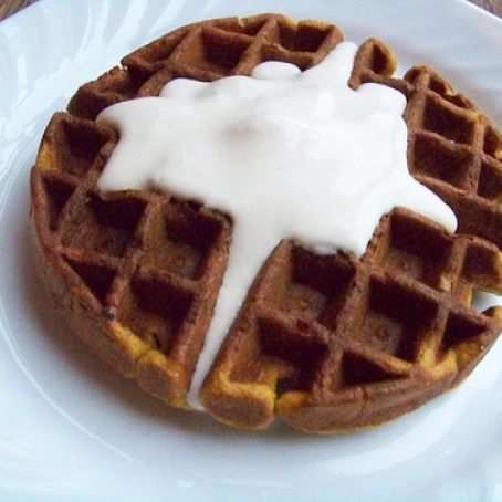 Carrot Cake Waffles with Vanilla Whipped Cream