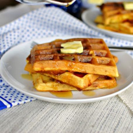 Bacon and Cheddar Cornmeal Waffles