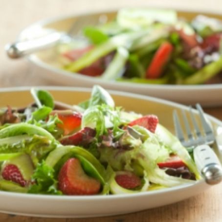 Spring Salad with Strawberries and Creamy Orange-Avocado Dressing