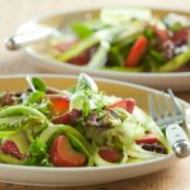 Spring Salad with Strawberries and Creamy Orange-Avocado Dressing
