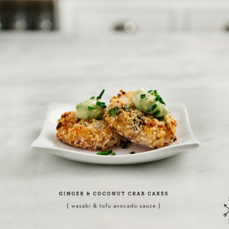 Asian crab cakes with avocado wasabi sauce