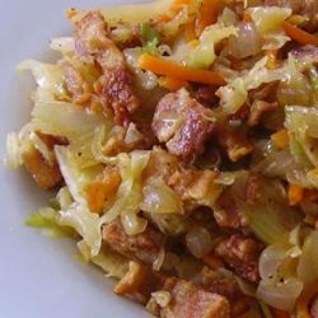 Fried Cabbage with Bacon, Onion, and Garlic