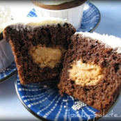 Peanut Butter Hidden Chocolate Cupcakes