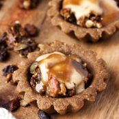 Crunchy Granola, Pineapple White Chocolate Mousse and Caramel Cream Tarts