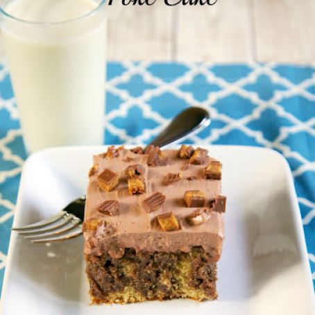 Chocolate Peanut Butter Poke Cake