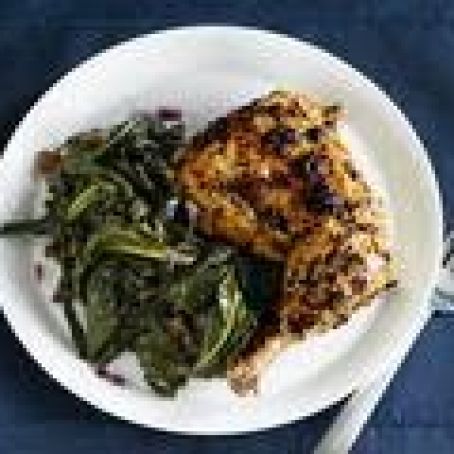 White House Garden Herb-Roasted Chicken with Braised Greens