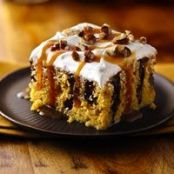 Caramel Drizzled Pumpkin Poke Cake