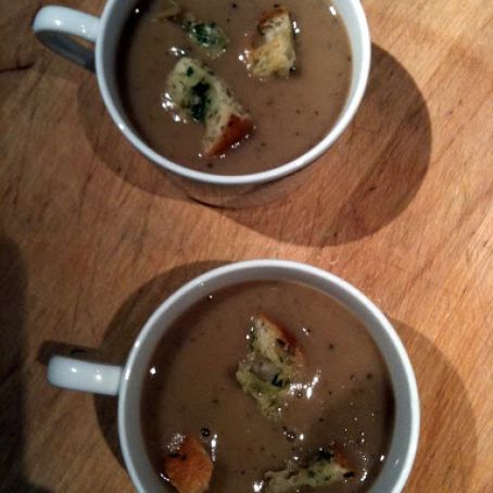Apple-Chestnut Soup with Parsley Croutons