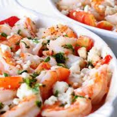 Grilled Shrimp with Feta Cheese and Tomatoes