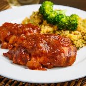 Slow Cooker Bacon Wrapped Apple BBQ Chicken