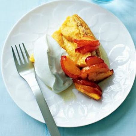 Fresh Plums with Polenta Cake