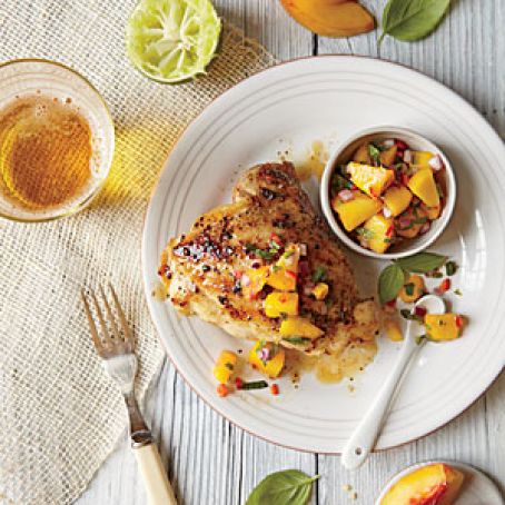Grilled Chicken w/ Peach-Lime Salsa (Cooking Light)