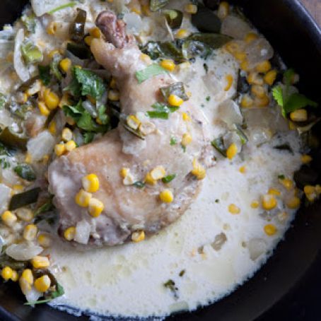 CORN AND POBLANO BRAISED CHICKEN