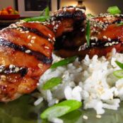 Tamari and Garlic Marinated Chicken Thighs with Coconut Rice