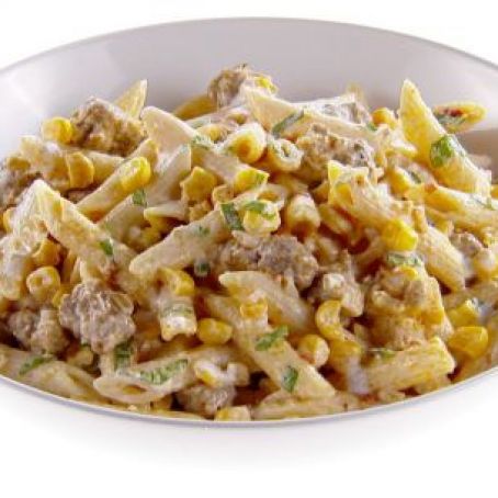 Penne with Corn and Spicy Sausage