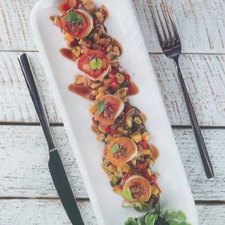 Seared Scallops with Corn Salsa & Bacon Jam