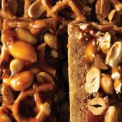 Butterscotch Blondie Bars with Peanut-Pretzel Caramel