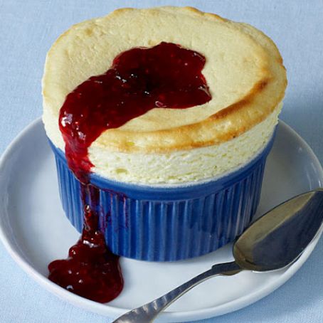 Lemon Soufflés with Raspberry Compote