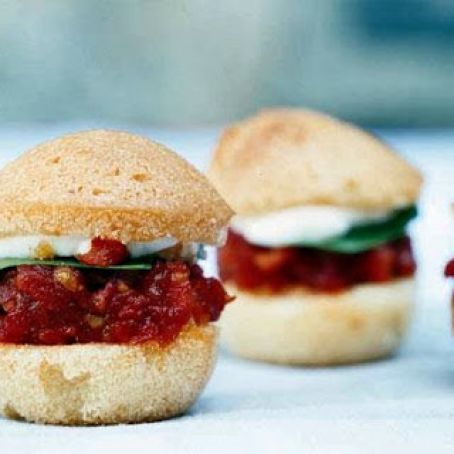 TOMATO BURGERS w/GOAT CHEESE