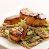 Miso Glazed Scallops with Soba Noodles