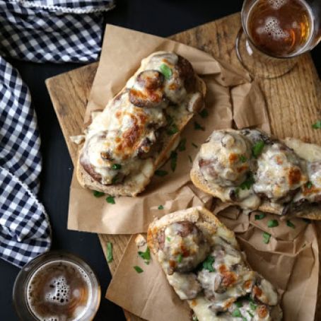 Open-Faced Beef Stroganoff Meatball Sandwiches