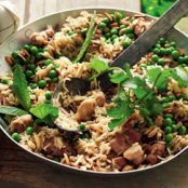 Almond, Pea and Coriander Pilaf