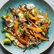 Roasted Carrots With Cilantro Yogurt and Peanuts 