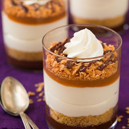 No Bake Samoa Cheesecakes