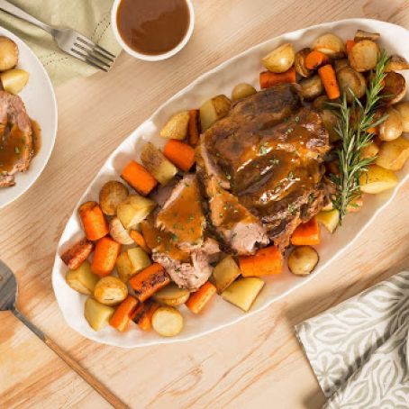 Beer-Roasted Mojo Pork with Potatoes and Carrots