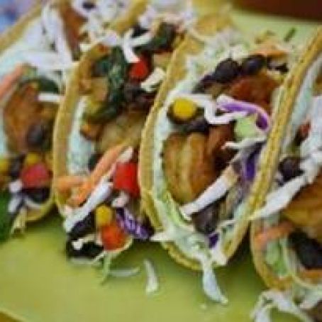 ADOBO SHRIMP TACOS WITH CILANTRO CREAM SAUCE