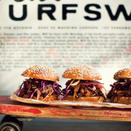 Pulled pork sandwich with apple cider slaw