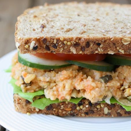 Mashed Chickpea and Veggie Sandwich