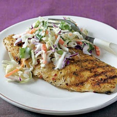 Jerk-Rubbed Catfish with Spicy Cilantro Slaw