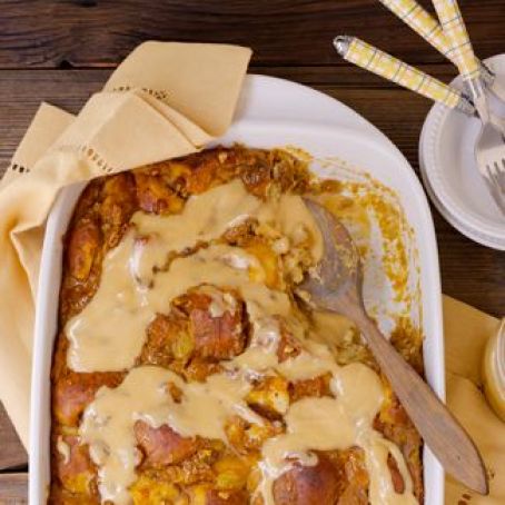 Bread Pudding - Pumpkin bread pudding with hot buttered rum sauce