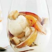 Bourbon-Nectarine Ice Cream Sundaes with Pound-Cake Croutons