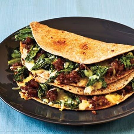 Escarole, Sausage, and Fontina Quesadillas